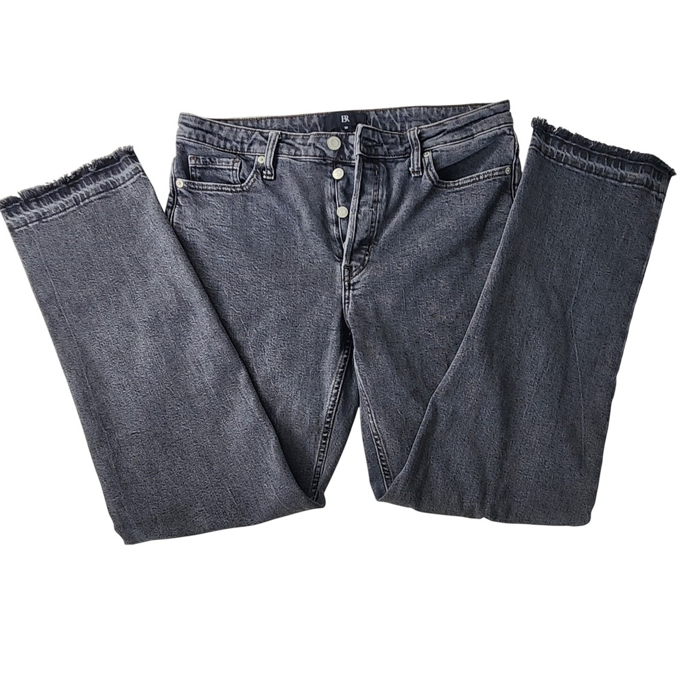 Banana Republic Womens 31/30 Straight Jeans Button-Fly Raw Hem Charcoal‎ Modern